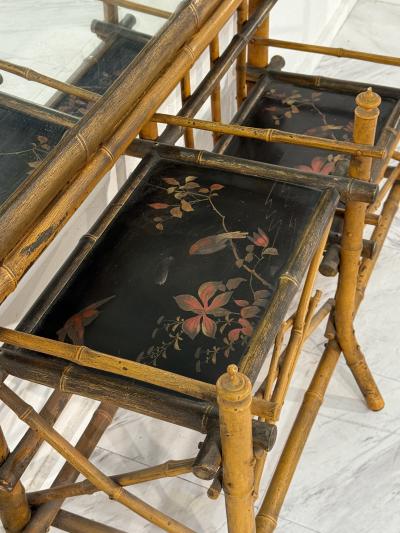 Antique 19th Century Anglo Japanese Bamboo Hall Tree with Mirror
