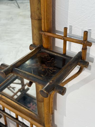 Antique 19th Century Anglo Japanese Bamboo Hall Tree with Mirror