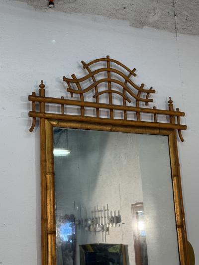 Antique 19th Century Anglo Japanese Bamboo Hall Tree with Mirror