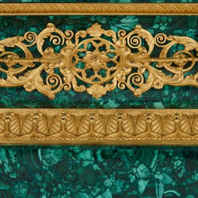Antique 19th Century Bourbon Restauration Malachite and Gilt Bronze Mantel Clock