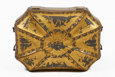 Antique 19th Century Chinese Export Black Lacquer Tea Caddy