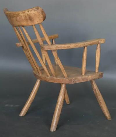 Antique 19th Century English Primitive Welsh Folk Art Stick Chair