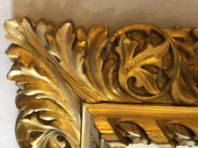 Antique 19th Century Fine Giltwood Mirror with Leaf Vine and Floral Carvings