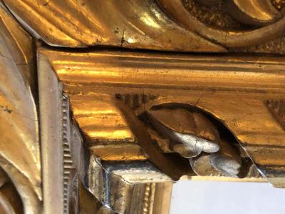 Antique 19th Century Fine Giltwood Mirror with Leaf Vine and Floral Carvings