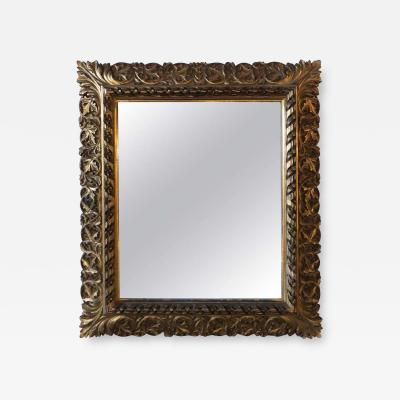 Antique 19th Century Fine Giltwood Mirror with Leaf Vine and Floral Carvings