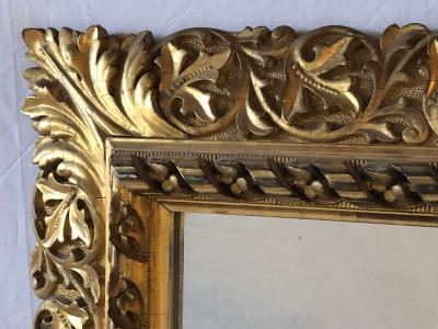 Antique 19th Century Fine Giltwood Mirror with Leaf Vine and Floral Carvings