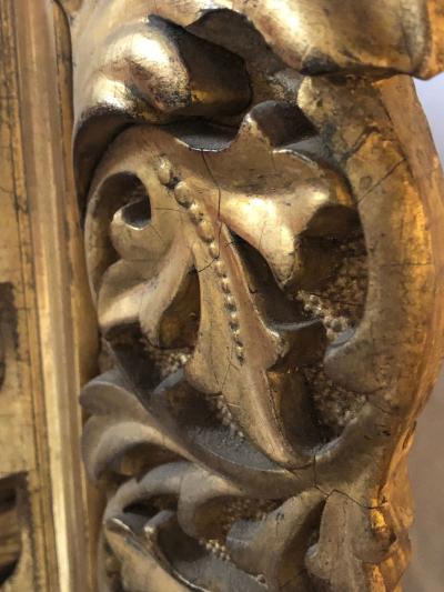 Antique 19th Century Fine Giltwood Mirror with Leaf Vine and Floral Carvings