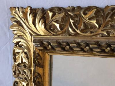Antique 19th Century Fine Giltwood Mirror with Leaf Vine and Floral Carvings