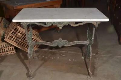Antique 19th Century French Iron and Marble Patisserie Table