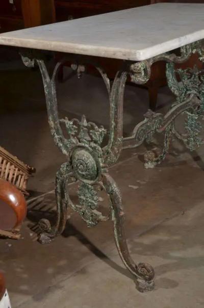 Antique 19th Century French Iron and Marble Patisserie Table