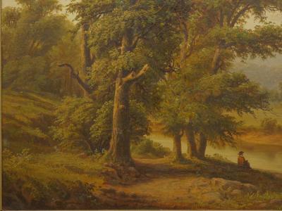 Antique 19th Century Hudson River Valley Oil Landscape Painting