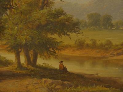 Antique 19th Century Hudson River Valley Oil Landscape Painting