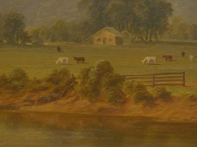 Antique 19th Century Hudson River Valley Oil Landscape Painting