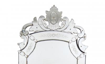 Antique 19th Century Venetian Murano Hand Engraved Hanging Wall Mirror