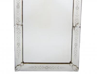 Antique 19th Century Venetian Murano Hand Engraved Hanging Wall Mirror