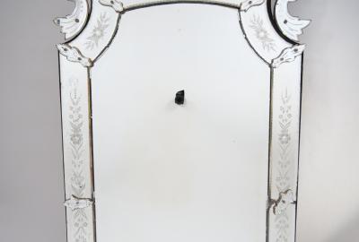Antique 19th Century Venetian Murano Hand Engraved Hanging Wall Mirror