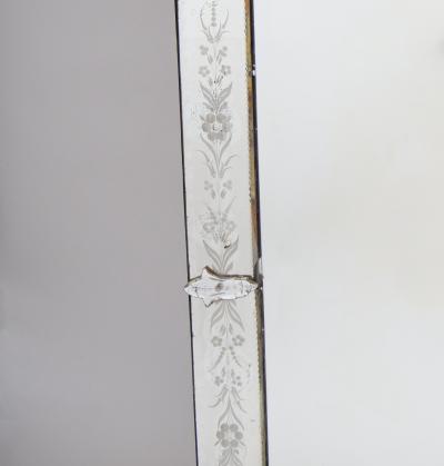 Antique 19th Century Venetian Murano Hand Engraved Hanging Wall Mirror
