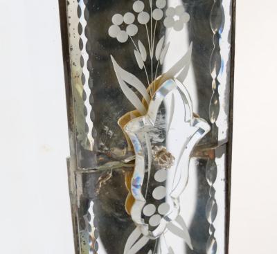 Antique 19th Century Venetian Murano Hand Engraved Hanging Wall Mirror