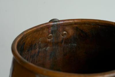 Antique 19th Century Wabi Sabi Style Pot with Handle in Richly Patinated Copper