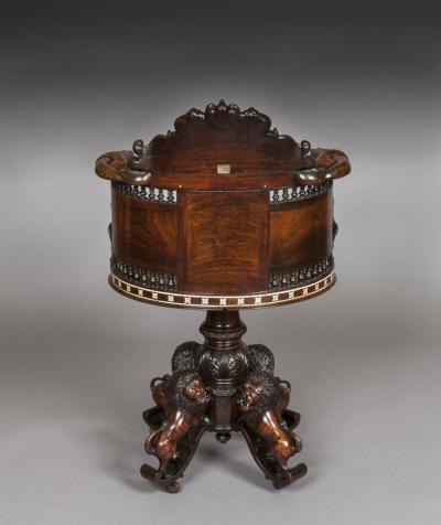 Antique 19th century Anglo Indian Ivory and Ebony inlaid rosewood desk chair