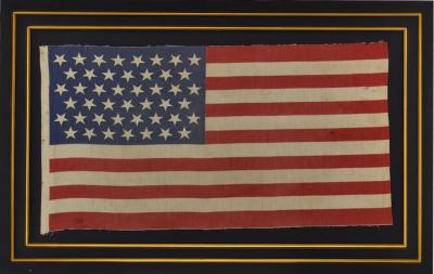 Antique 45 Star American Flag Circa 1896 Framed