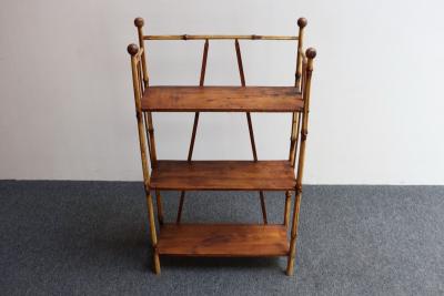 Antique Aesthestic Movement Bamboo Three Tier Shelf Etagere Bookcase
