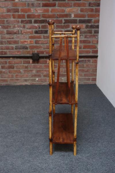 Antique Aesthestic Movement Bamboo Three Tier Shelf Etagere Bookcase