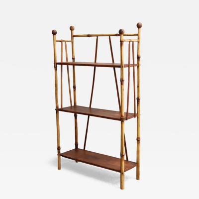 Antique Aesthestic Movement Bamboo Three Tier Shelf Etagere Bookcase
