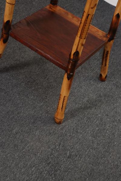 Antique Aesthestic Movement Stained Oak Sewing Decorative Box on Bamboo Stand