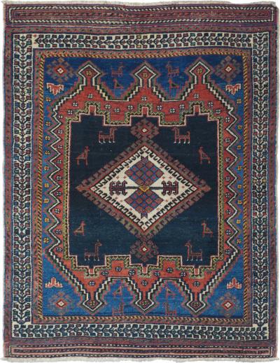 Antique Afshar Rug 3 3 x 4 2 