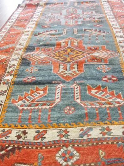 Antique Akstafa Kazak Caucasian Runner 36 x 11