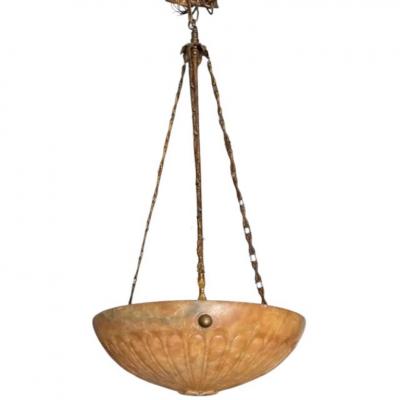 Antique Alabaster Marble Pendant Light Fixture Chandelier