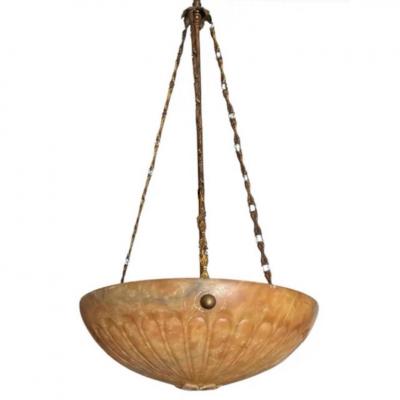 Antique Alabaster Marble Pendant Light Fixture Chandelier