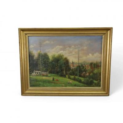 Antique Alphonse Palumbo Landscape Oil Painting