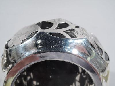 Antique American Art Nouveau Silver Overlay Inkwell