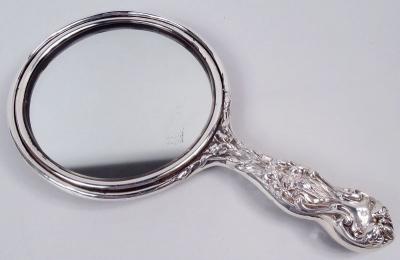 Antique American Art Nouveau Sterling Silver Hand Mirror