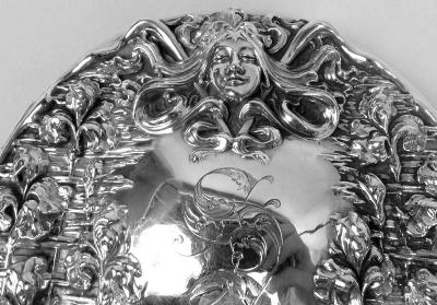 Antique American Art Nouveau Sterling Silver Hand Mirror