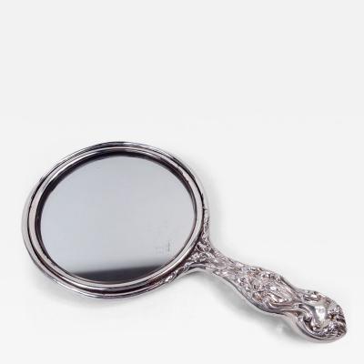 Antique American Art Nouveau Sterling Silver Hand Mirror