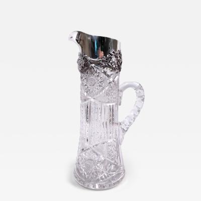 Antique American Brilliant Cut Glass Sterling Silver Claret Jug