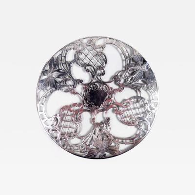 Antique American Edwardian Classical Silver Overlay 7 Inch Trivet