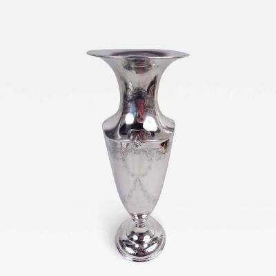 Antique American Edwardian Classical Sterling Silver 18 Inch Vase