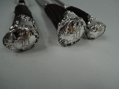 Antique American Edwardian Horn Handled 3 Piece Carving Set