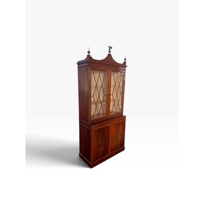 Antique American Federal Mahogany Breakfront Display Cabinet