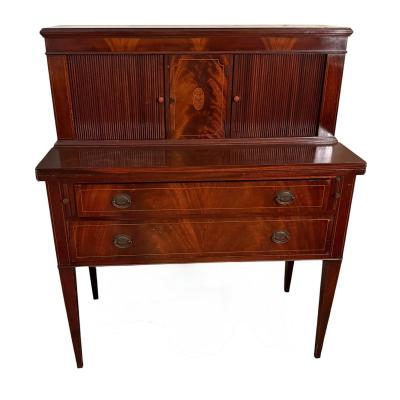 Antique American Federal Secretary Desk W Tambour Doors