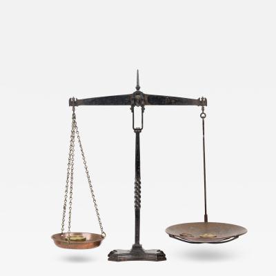 Antique American Iron Balance Weighing Scale with Weights