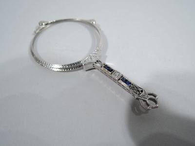 Antique American Lorgnette in 14 Kt Gold Diamonds Sapphires