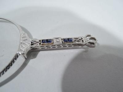 Antique American Lorgnette in 14 Kt Gold Diamonds Sapphires