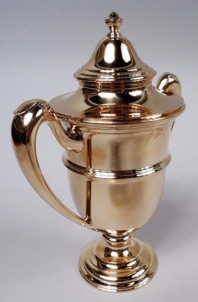 Antique American Neoclassical 14K Gold Covered Urn Trophy Cup