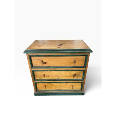 Antique American Rustic Pine Painted Vest of Drawers Dresser