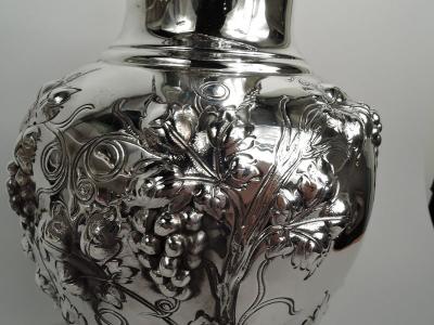 Antique American Sterling Silver Pitcher with Fruiting Grapevine 1894